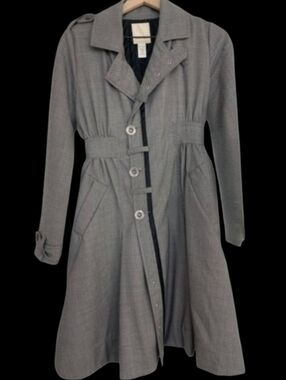 Diesel Belted Trenchcoat Waist Cinch S Black White Tweed Trench Coat Belt Jacket